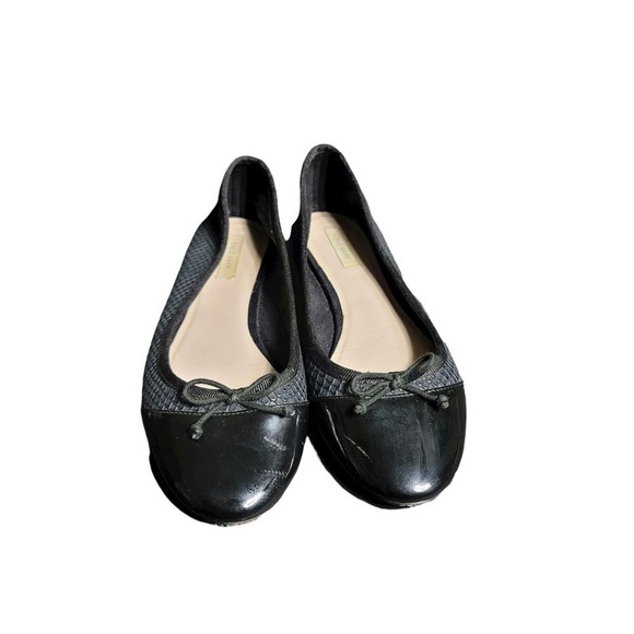 Cole Haan Ballet Flats 6.5 B Black Leather Snakeskin Bow Classic Capsule Basics - Picture 6 of 7